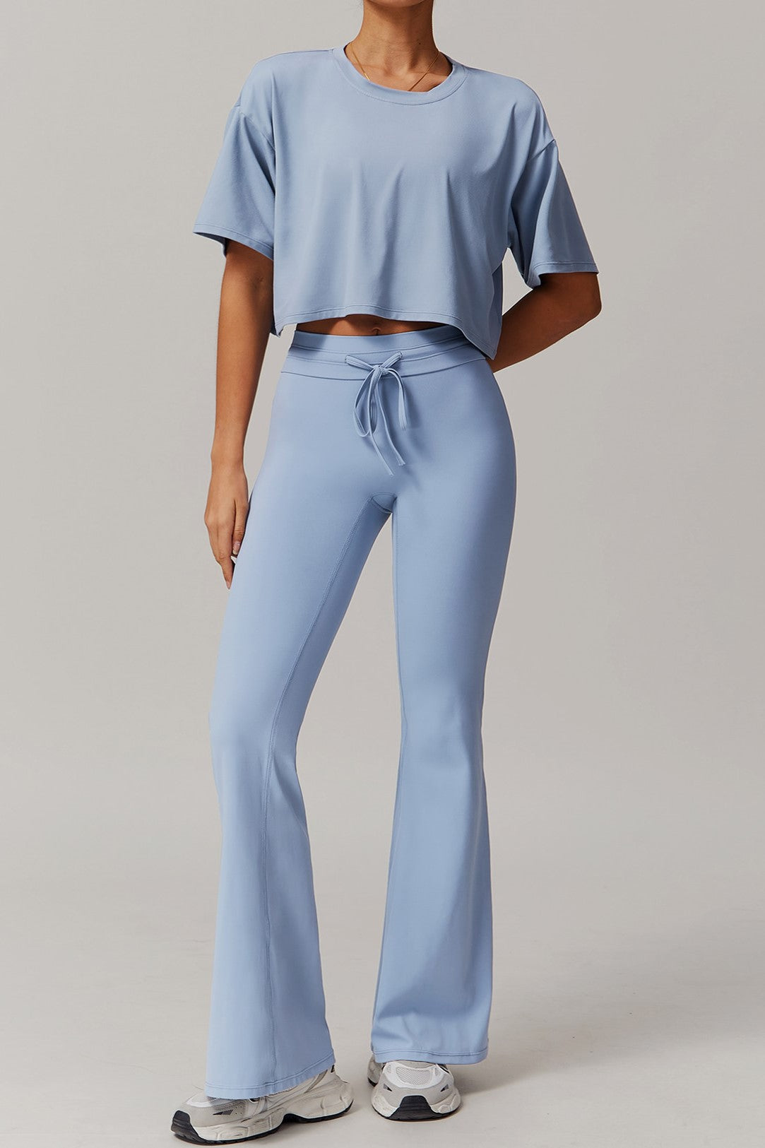 Selene Flared Leggings in Sky Blue
