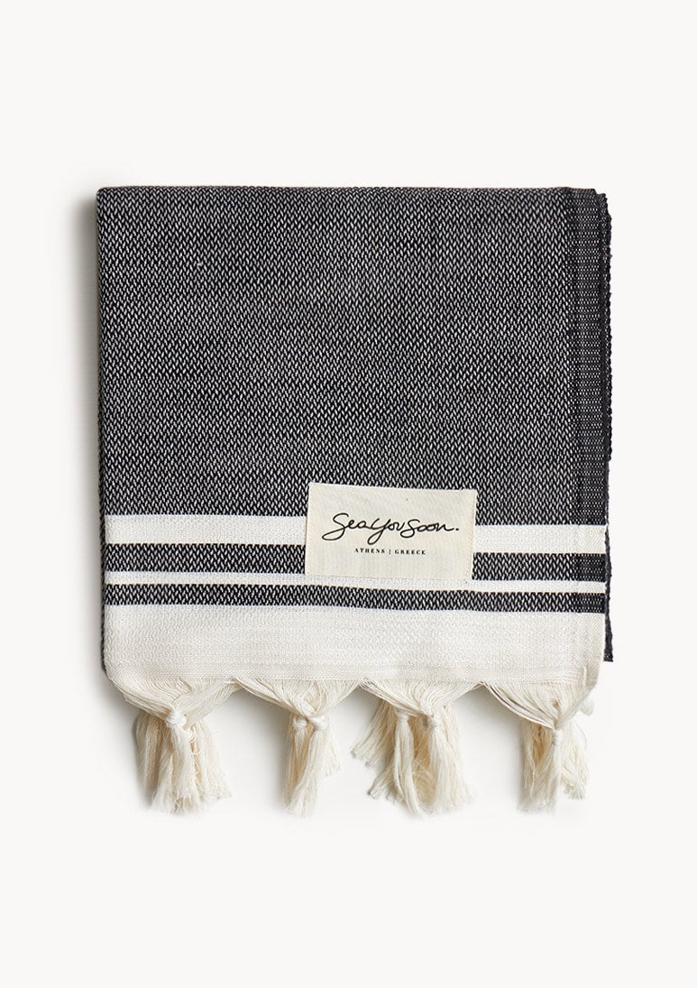 Tino Tencel Beach Towel - Black