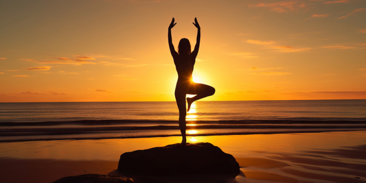 Woman wearing a matching activewear set during sunrise, showcasing coordinated women's gym wear.