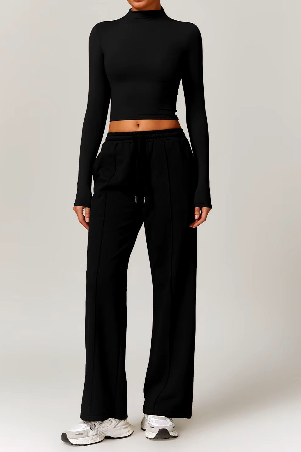Rhea Long Sleeve Top in Black