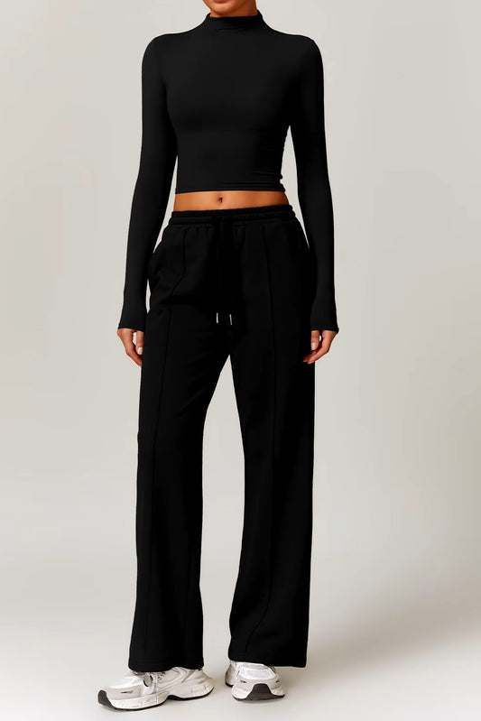 Rhea Long Sleeve Top in Black