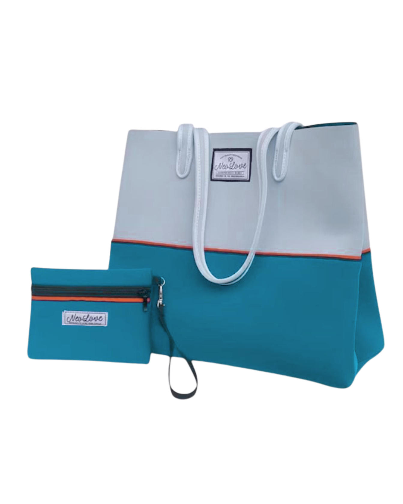 Turquoise & Grey Neoprene Beach Bag