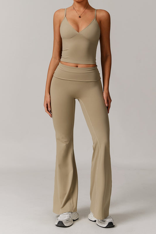 Gaia Flared Leggings in Khaki