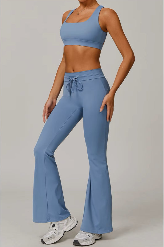 Aphrodite Flared Leggings in Blue