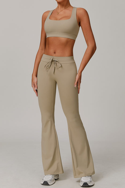 Aphrodite Flared Leggings in Khaki