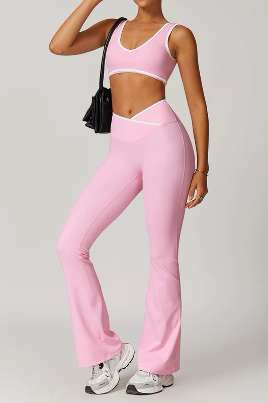 Hera Flared Leggings in Pink