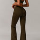 Gaia Flared Leggings in Moss Brown