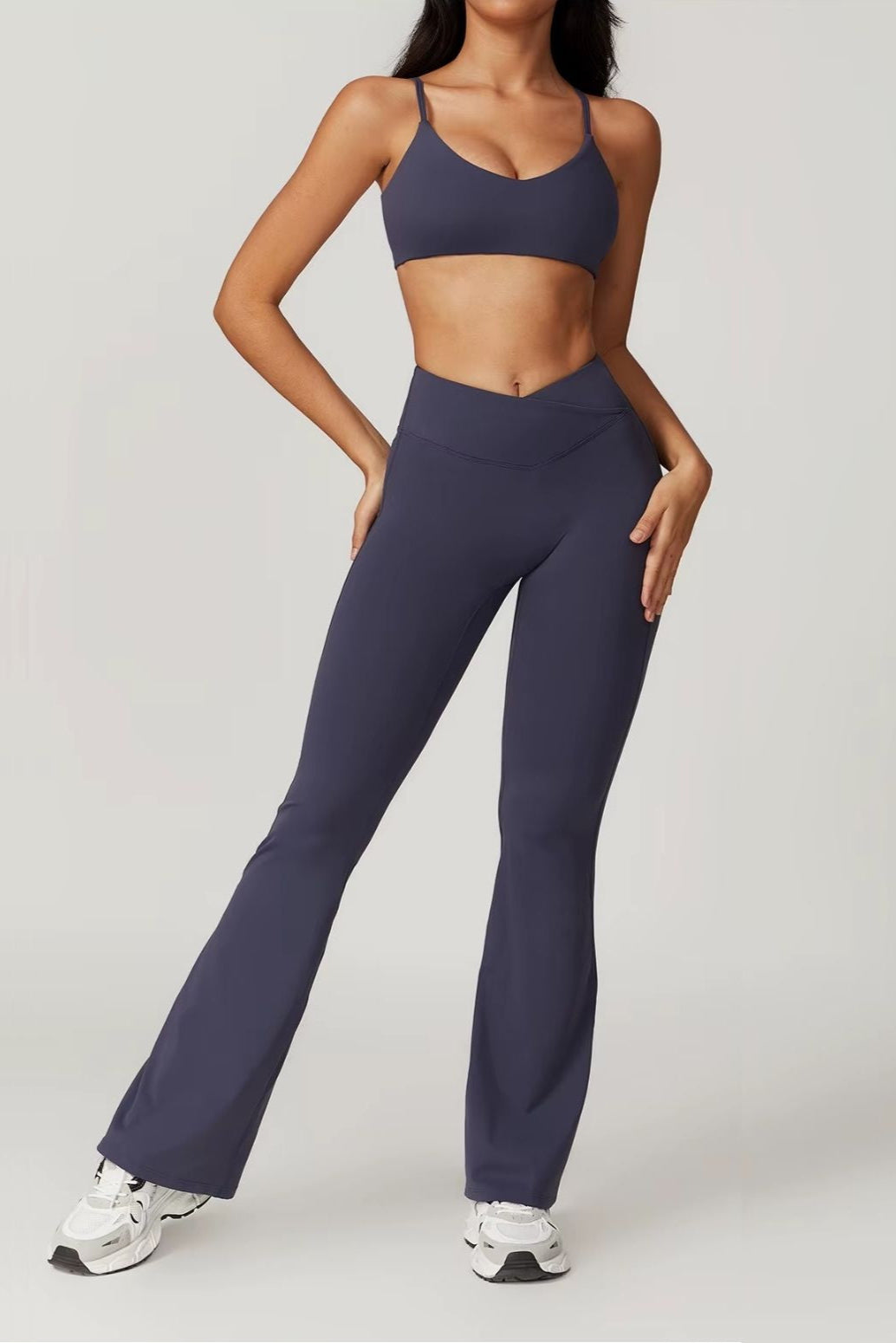 Chloe Flared Leggings in Navy