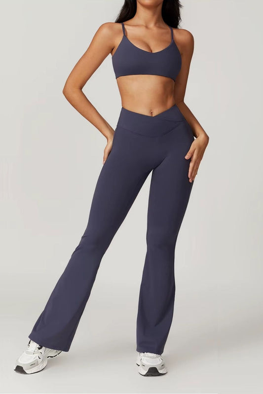 Chloe Flared Leggings in Navy