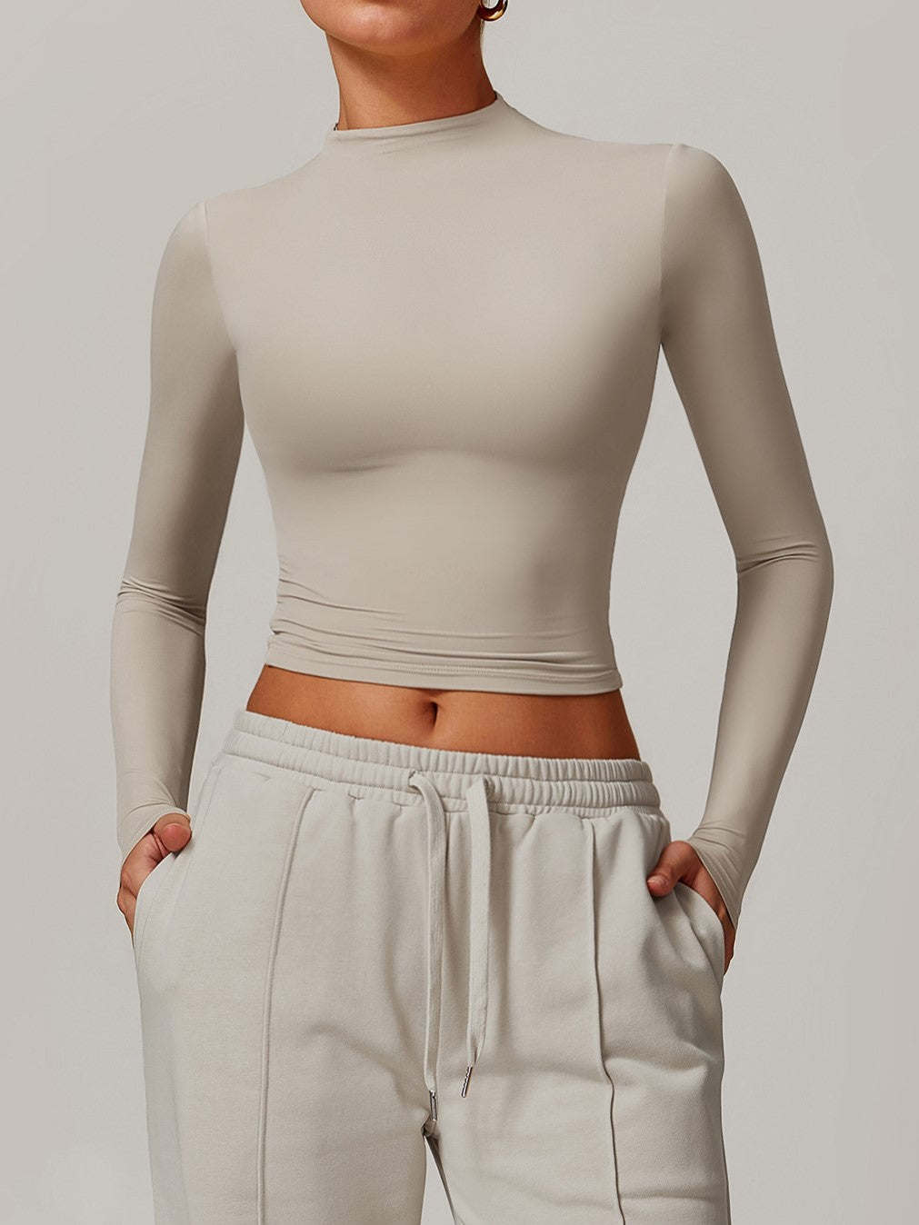 Rhea Long Sleeve Top in Beige