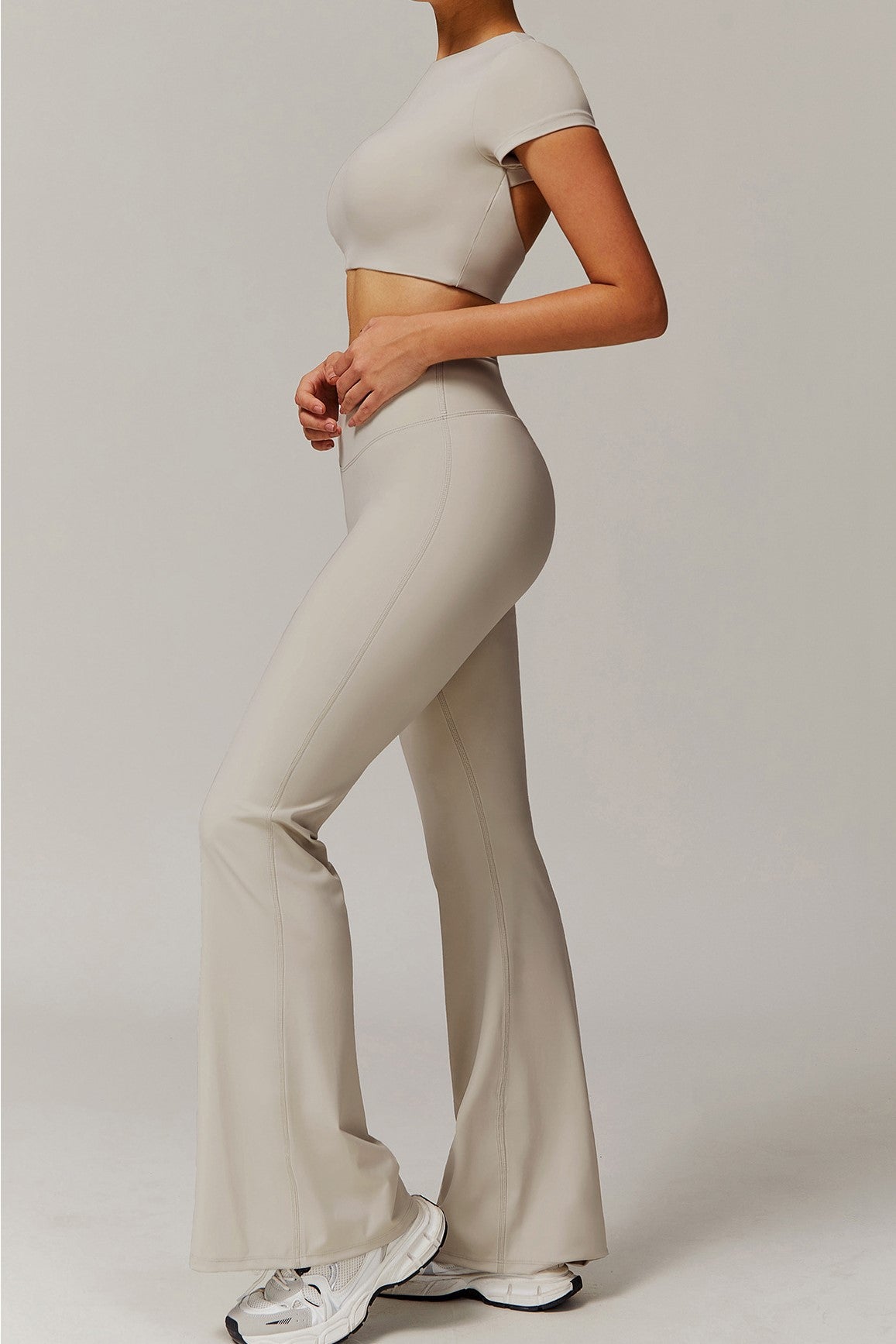 Juno Flared Leggings in Stone