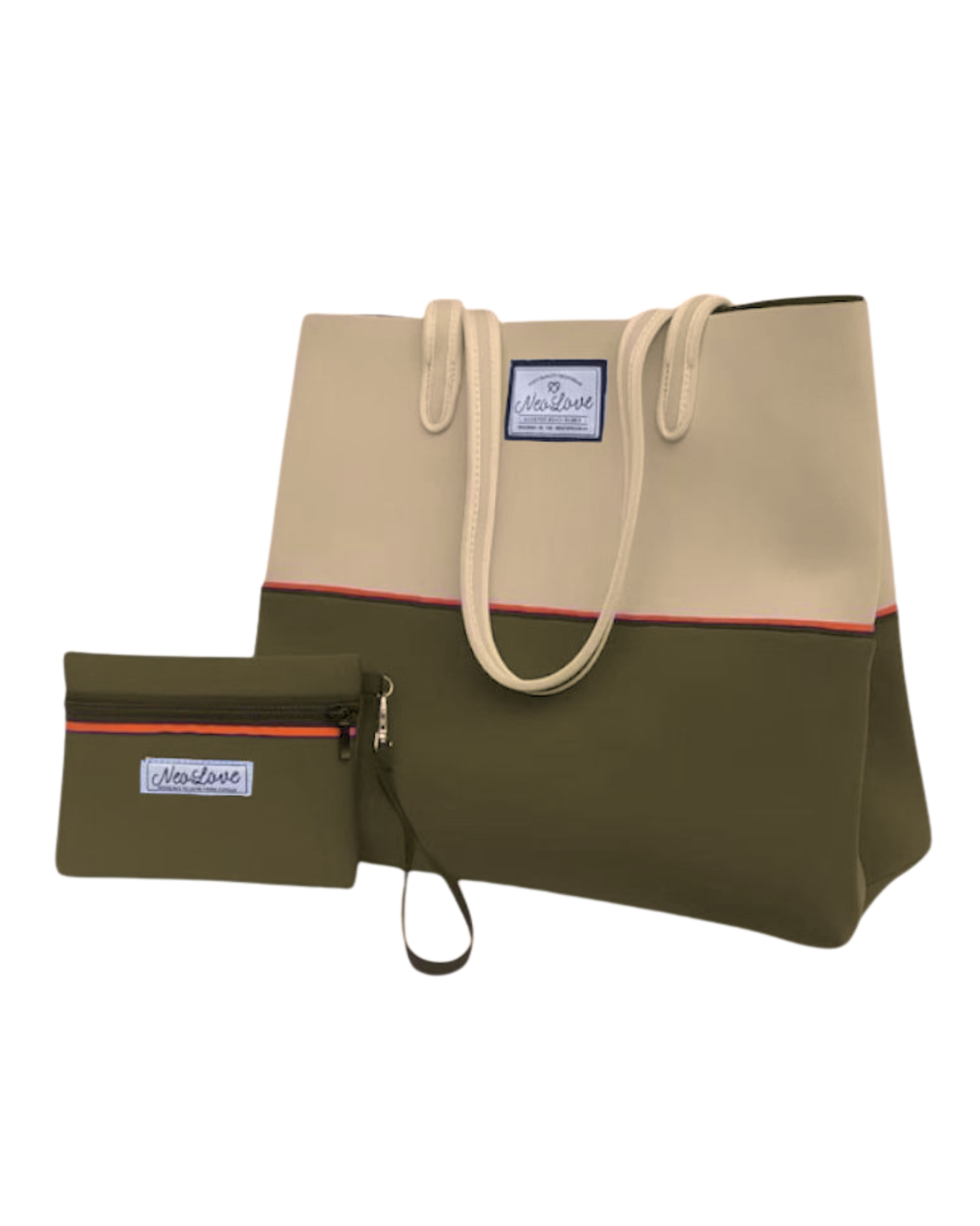 Green & Beige Neoprene Beach Bag
