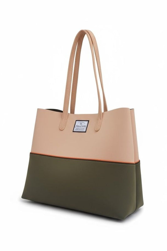 Green & Beige Neoprene Beach Bag