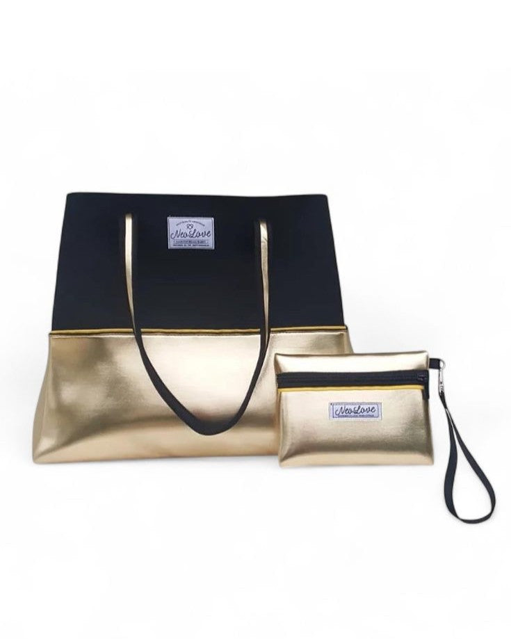 Black & Gold Neoprene Beach Bag