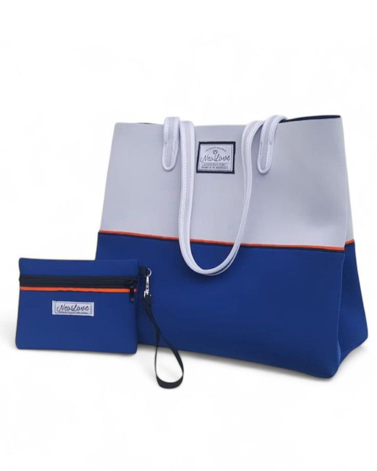 Blue & Grey Neoprene Beach Bag