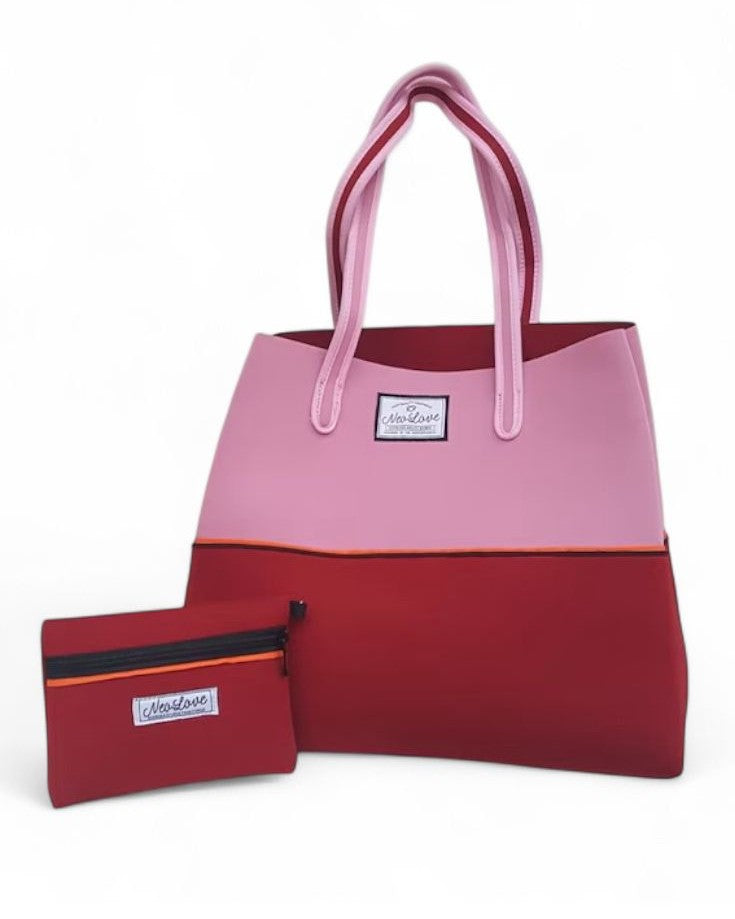 Pink & Red Neoprene Beach Bag